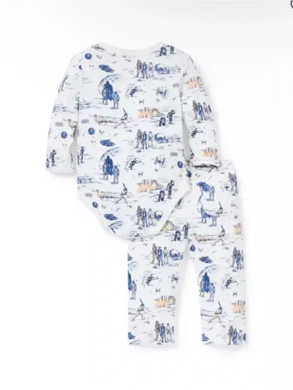 Janie and Jack White and Blue Star Wars Wrap Bodysuit & Pants Set